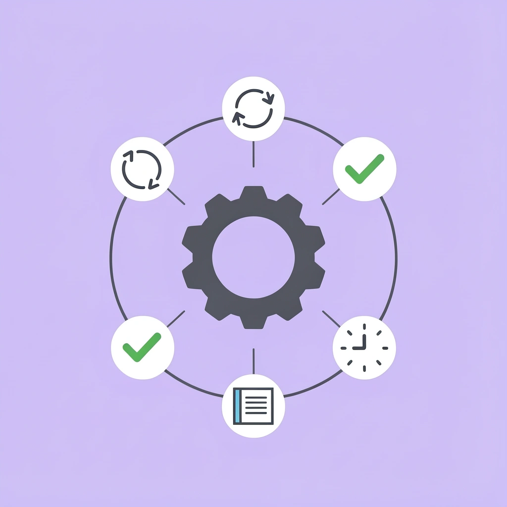 Central hub showing business winddown connected to multiple interdependent legal, financial, and administrative steps